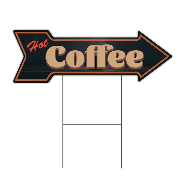 Signmission Hot Coffee Arrow Yard Sign Funny Home Decor 30in Wide C-ARROW10-999813 - main